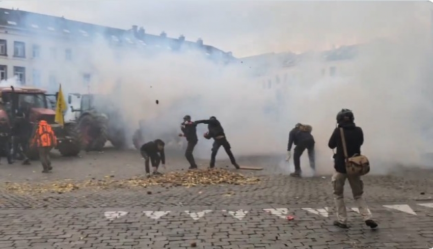 Haosul provocat de protestul fermierilor la Bruxelles